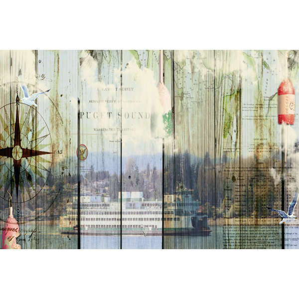Longshore Tides Puget Sound by Sandy Lloyd Wrapped Canvas Art Prints